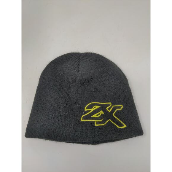 ZX Zeroxposur Beanie Hat Skull Cap Black Embroidered Yellow Logo - Picture 7 of 10